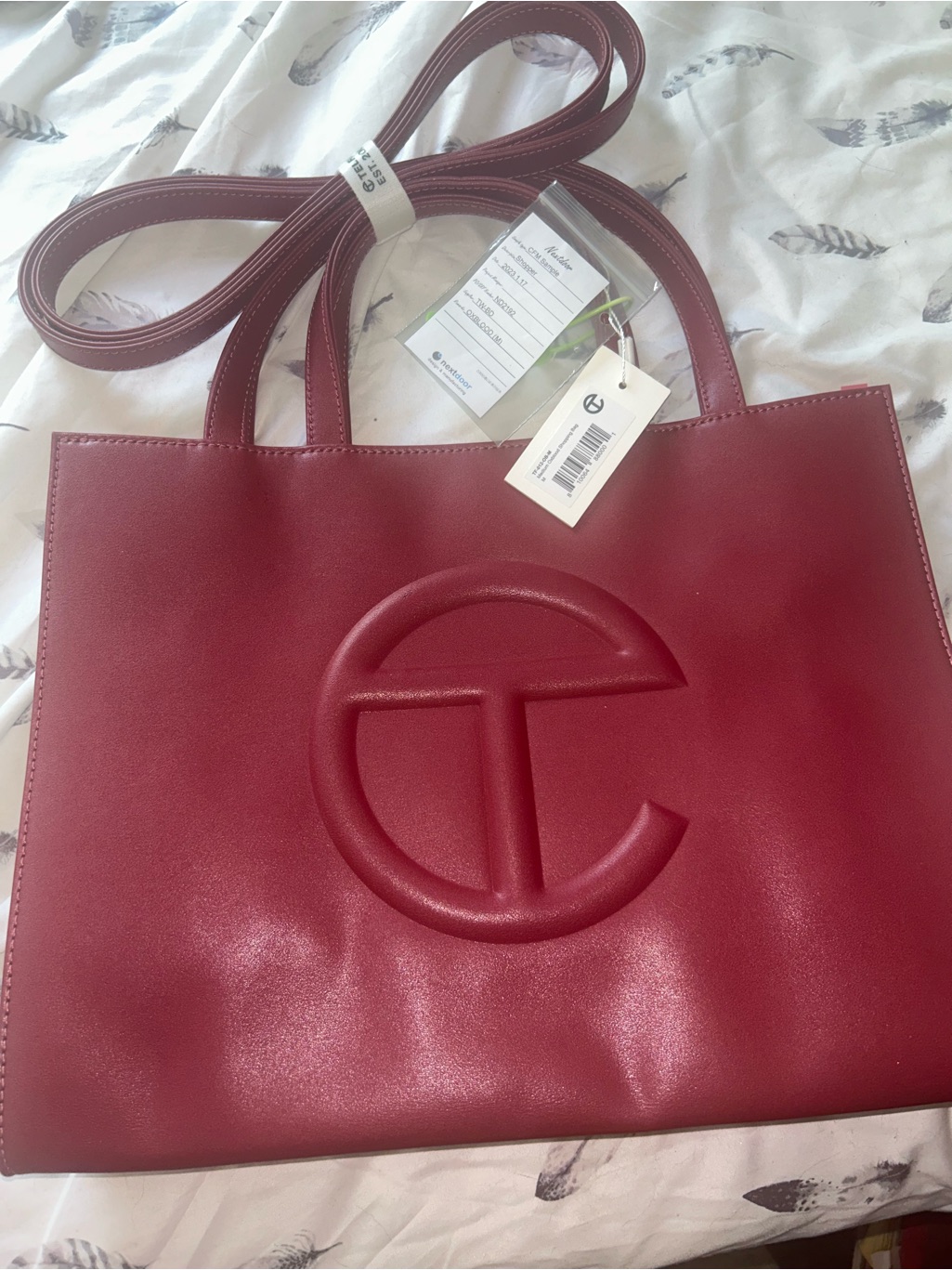 Telfar Oxblood Color( Red Family) Shopping Tote With Embossed Logo